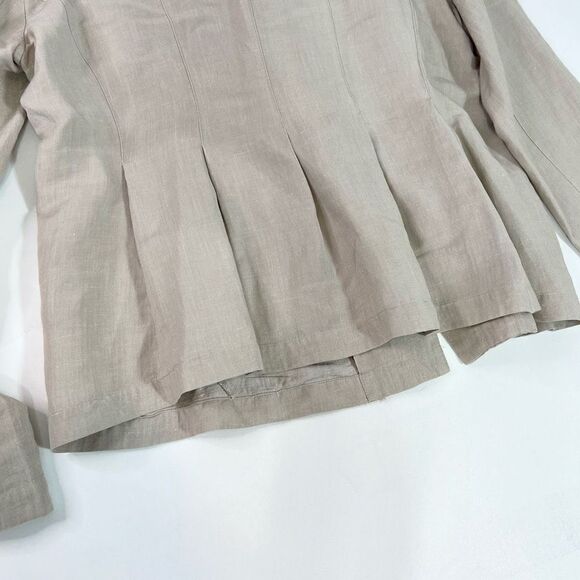 Eileen Fisher Shirt Womens Large Linen blend Cream Pleated Button-Front - Picture 7 of 9